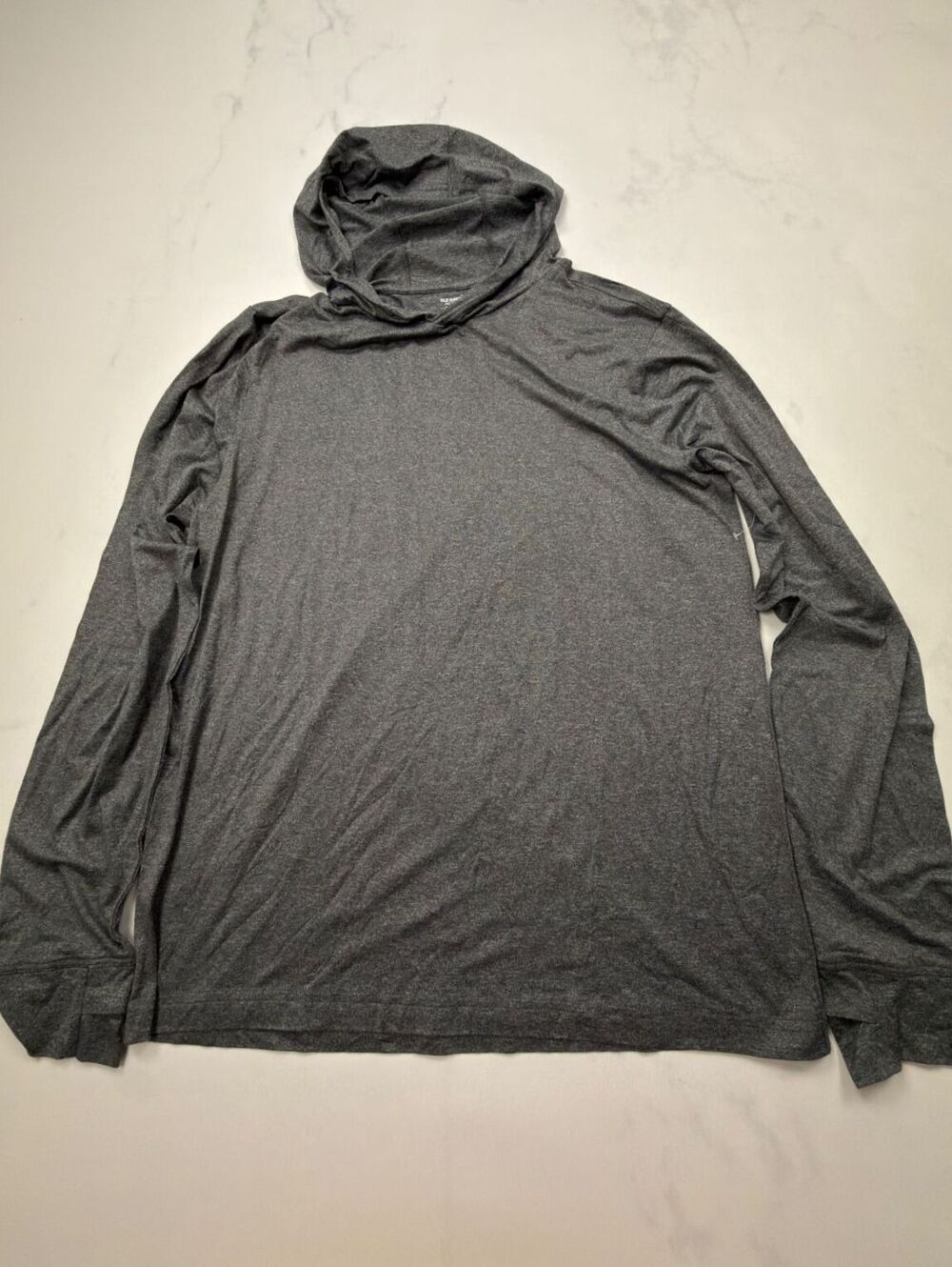 Old Navy Hoodie Sweatshirt Gray 2010s Minimalist Casual - Mens M